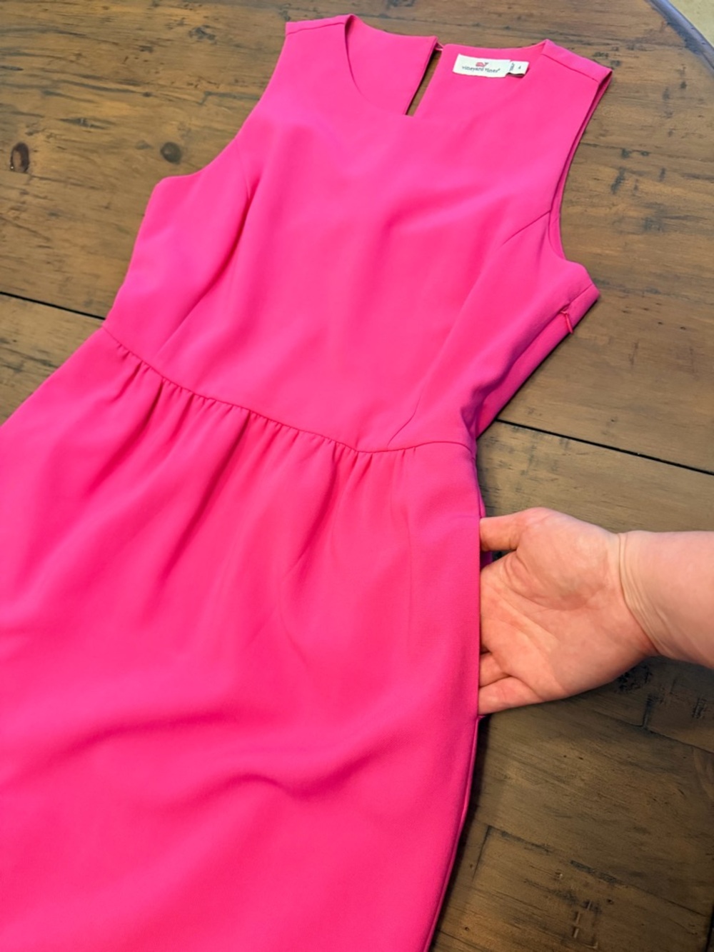 Pink Graduation Dress Fit & Flare with Pockets | Vineyard Vines | Size 4 - Picture 9 of 12
